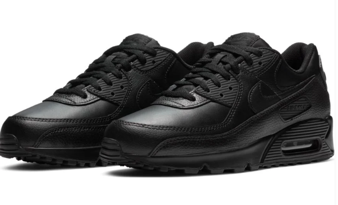 Nike Air Max 90 LTR Triple Black Leather Men's Sneakers