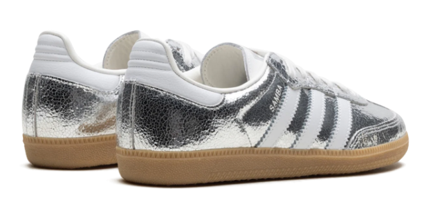 adidas Women's Samba OG Silver Metallic Cracked Leather JR0035